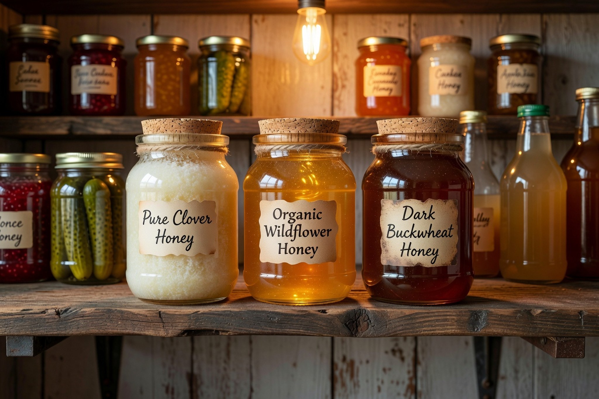 Honiggläser im Regal richtig gelagert