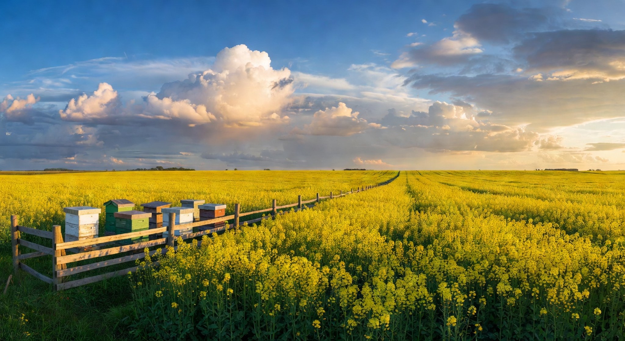 Blühendes Rapsfeld in Norddeutschland – wichtigste Trachtpflanze für Imker im Frühjahr